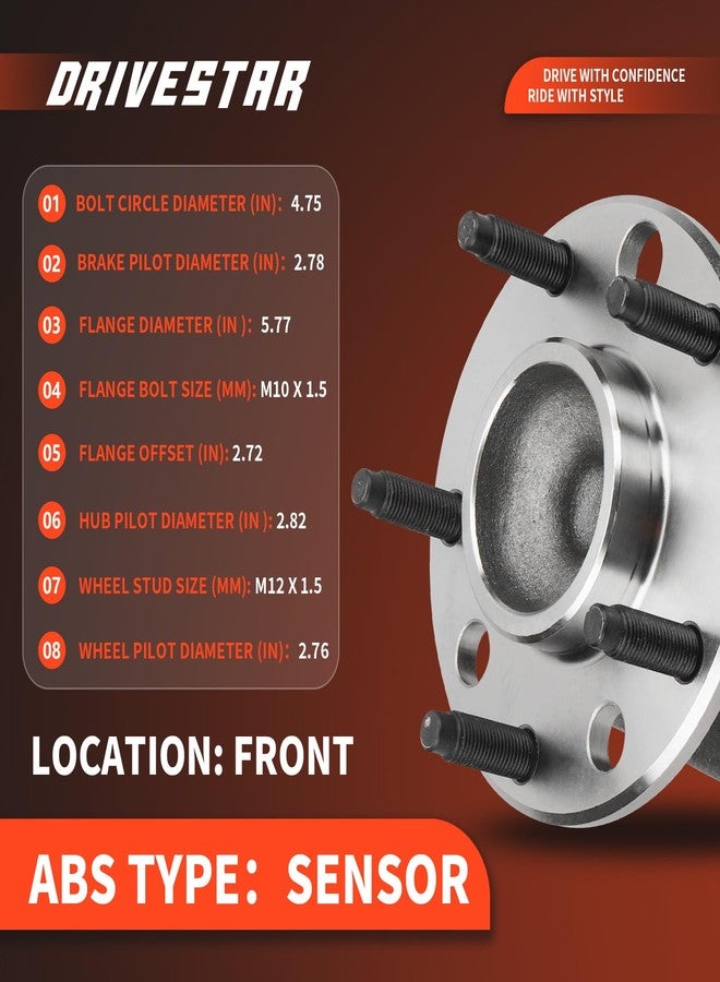 DRIVESTAR 513090 Front Left/Right Wheel Hub & Bearing Assembly for Chevrolet Camaro 1993-02, for Pontiac Firebird 1993-02, for Avanti II 2001-04, 5 Lugs w/ABS - Image 3
